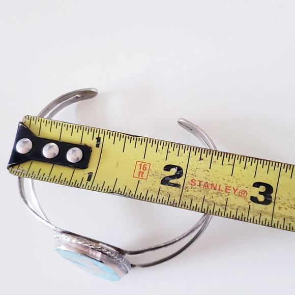 Vintage Navajo Alpaca Mexico & Turquoise Cuff Bangle - Picture 10 of 11